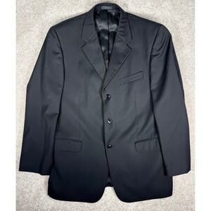 Donald J Trump Signature Collection Mens Black Wool Blazer Suit Jacket R43